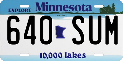 MN license plate 640SUM