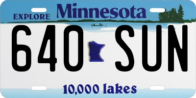 MN license plate 640SUN