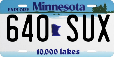 MN license plate 640SUX