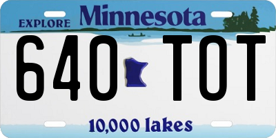 MN license plate 640TOT
