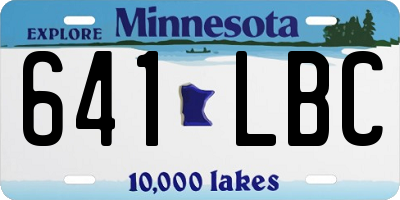 MN license plate 641LBC