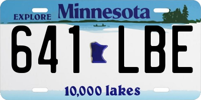 MN license plate 641LBE