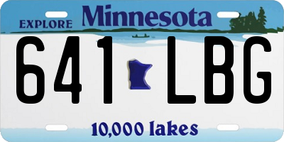 MN license plate 641LBG