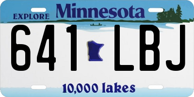MN license plate 641LBJ