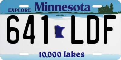 MN license plate 641LDF
