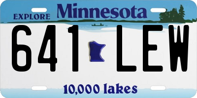 MN license plate 641LEW