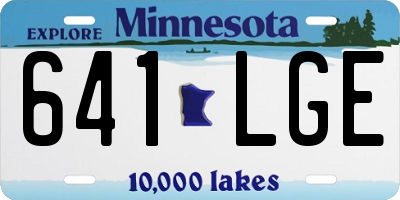 MN license plate 641LGE