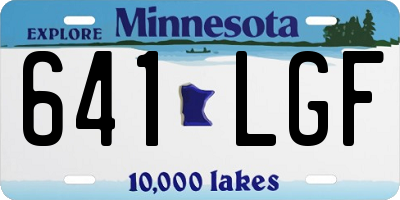 MN license plate 641LGF