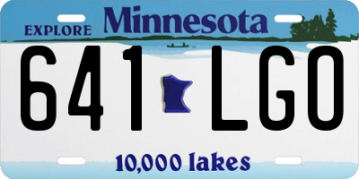 MN license plate 641LGO