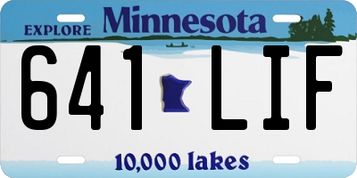 MN license plate 641LIF