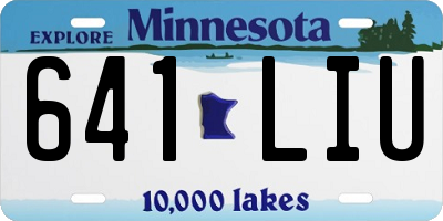 MN license plate 641LIU
