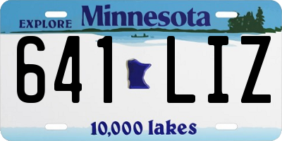 MN license plate 641LIZ