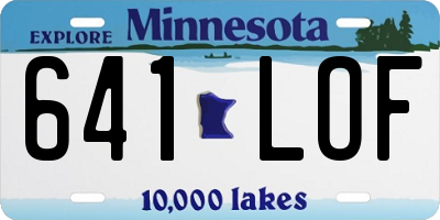 MN license plate 641LOF