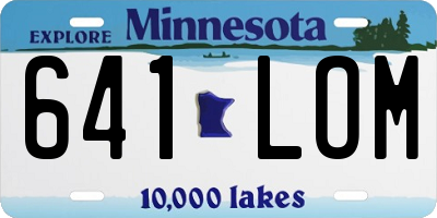 MN license plate 641LOM