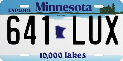 MN license plate 641LUX