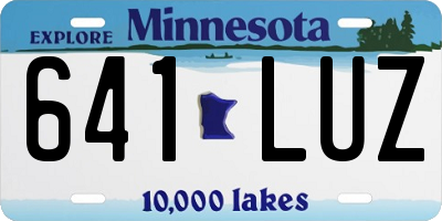 MN license plate 641LUZ