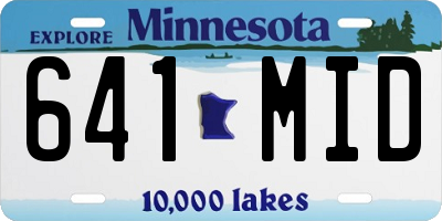 MN license plate 641MID