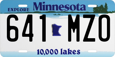 MN license plate 641MZO