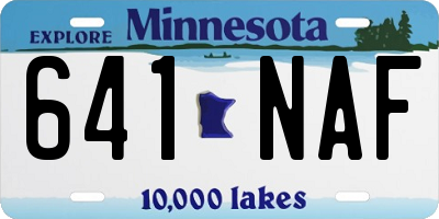 MN license plate 641NAF