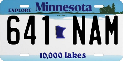 MN license plate 641NAM