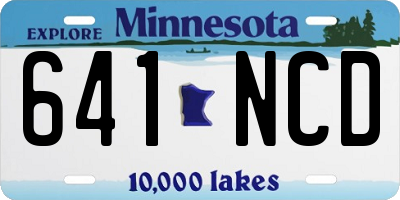 MN license plate 641NCD