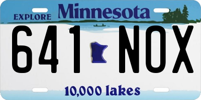 MN license plate 641NOX