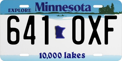 MN license plate 641OXF