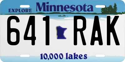 MN license plate 641RAK