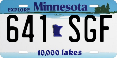 MN license plate 641SGF