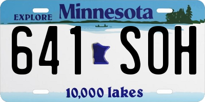 MN license plate 641SOH