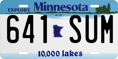 MN license plate 641SUM
