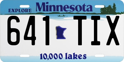 MN license plate 641TIX