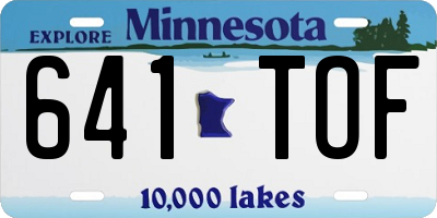 MN license plate 641TOF