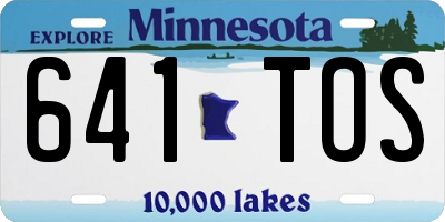 MN license plate 641TOS