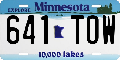 MN license plate 641TOW