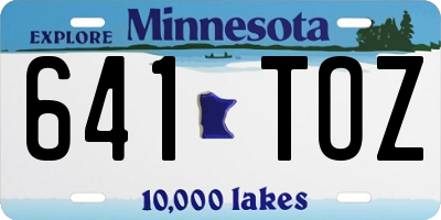 MN license plate 641TOZ