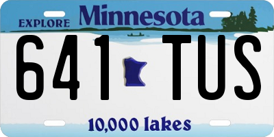 MN license plate 641TUS