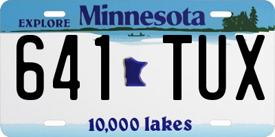 MN license plate 641TUX