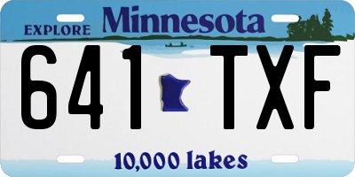 MN license plate 641TXF