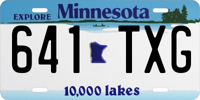 MN license plate 641TXG