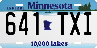 MN license plate 641TXI