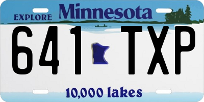 MN license plate 641TXP