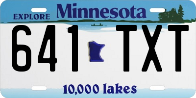MN license plate 641TXT