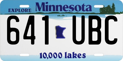 MN license plate 641UBC