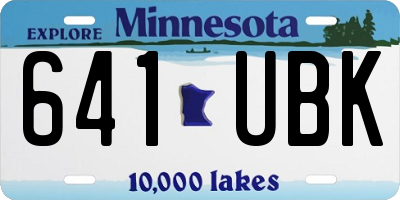 MN license plate 641UBK