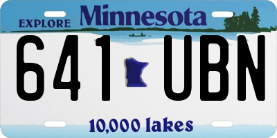 MN license plate 641UBN