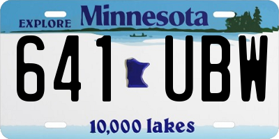 MN license plate 641UBW