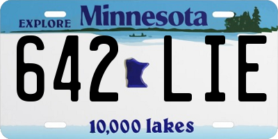MN license plate 642LIE
