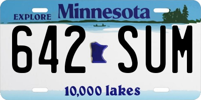 MN license plate 642SUM