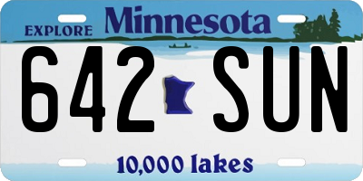 MN license plate 642SUN